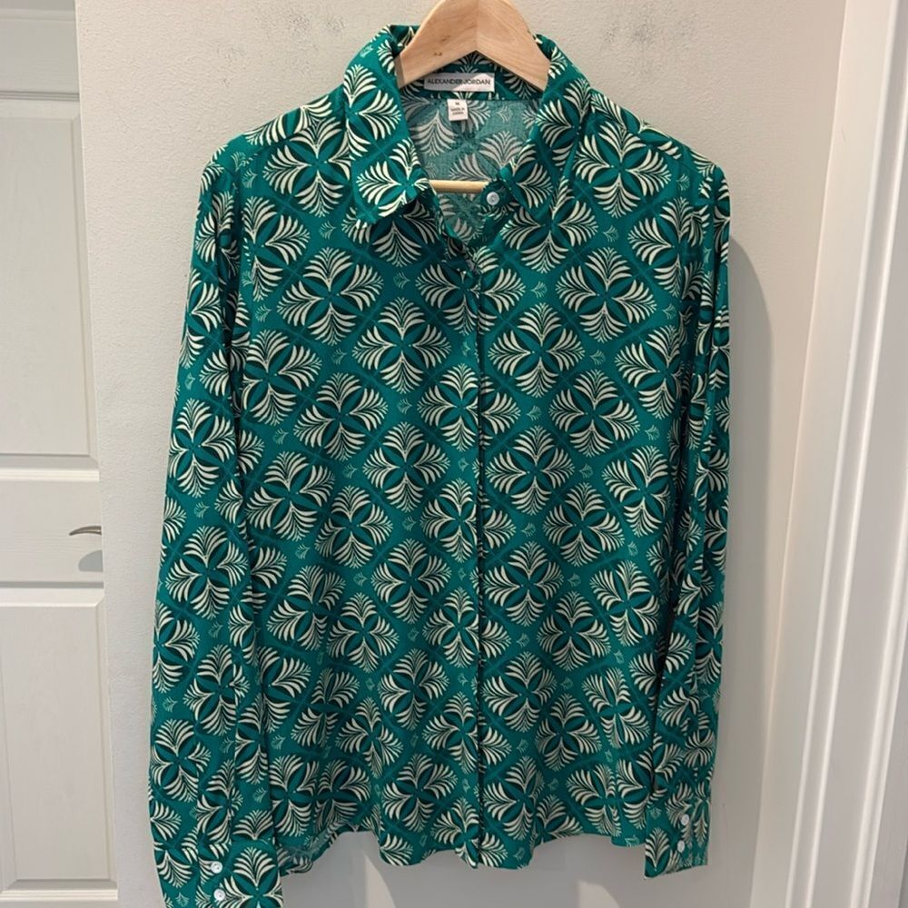 Alexander Jordan Button Down Shirt green-ivory size medium